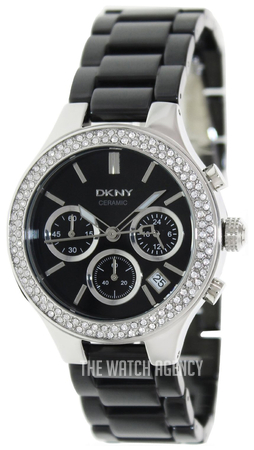 DKNY時計 DKNY Silver-tone Women's Watch with Square-shaped Black Dial