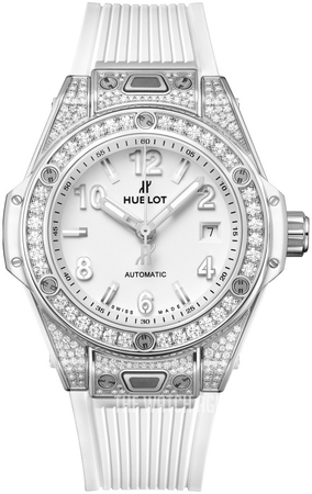 Hublot Big Bang 38mm Stainless Steel Diamonds White Rubber Ladies Watch, 361.SE.2010.RW.1704