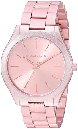 Michael Kors Runway Pale Pink セラミック腕時計 Michael Kors Runway Chronograph White Dial Pink Steel Strap