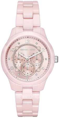 Michael Kors Runway Chronograph White Dial Pink Steel Strap