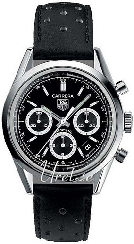 Tag Heuer Carrera CV2113.FC6180 Mens 37MM - Black Baton Dial \u0026 Leather -  Black Band - tagheuerwatches.to