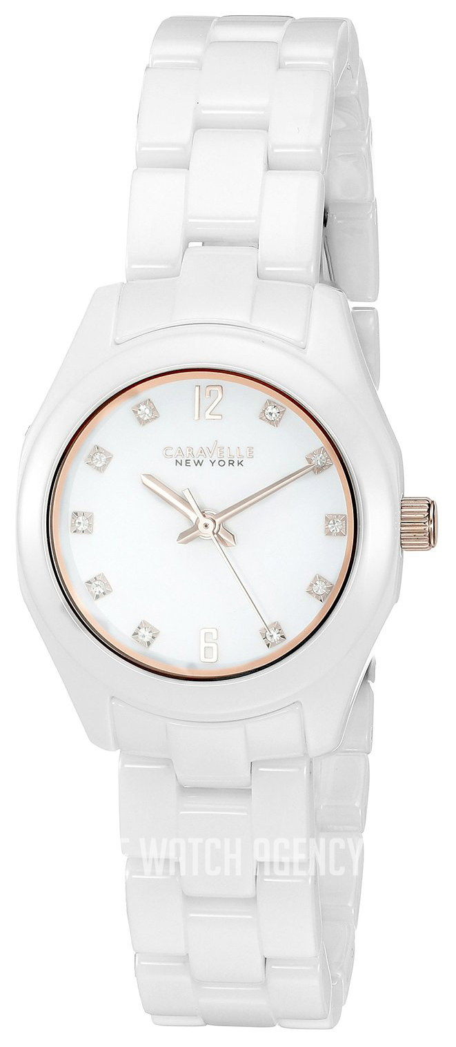 Caravelle white shop ceramic watch