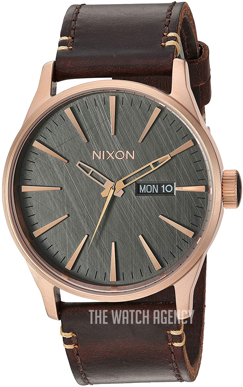 Nixon sentry leather rose gold best sale